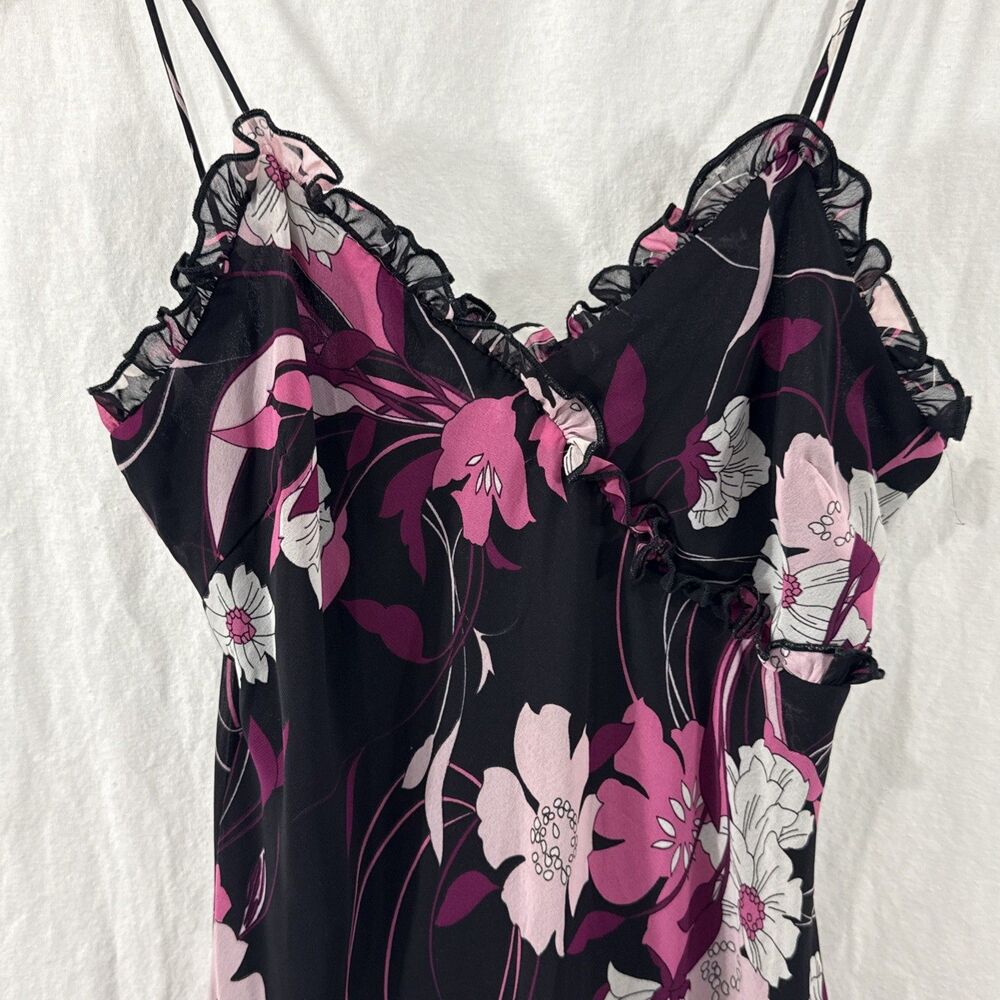 Y2K Napoli Vtg Purple Floral Asymmetric Whimsy Dark Romantic Dress Sz S Bratz